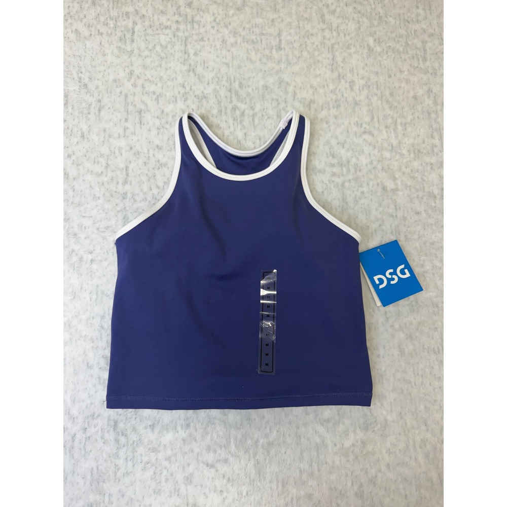 DSG Girls Momentum Shelf Bra Tank Bound Indigo Blue‎ High Neck Racerback Size M